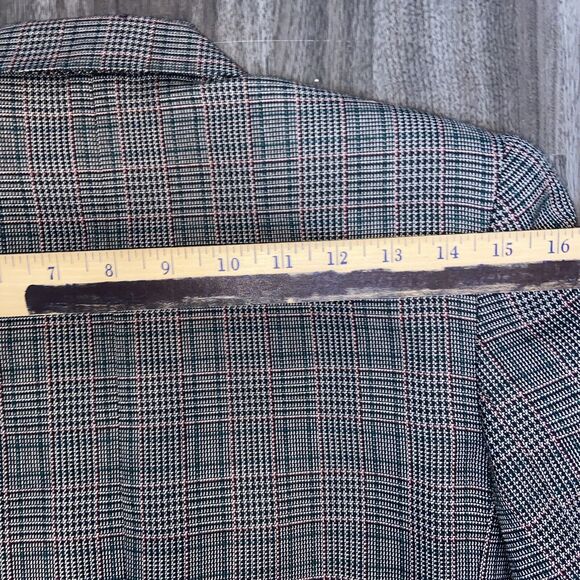 SHERIDAN SQUARE WOMENS JACKET BLAZER SZ 12 BROWN PLAID BUTTON UP LS - Picture 14 of 14